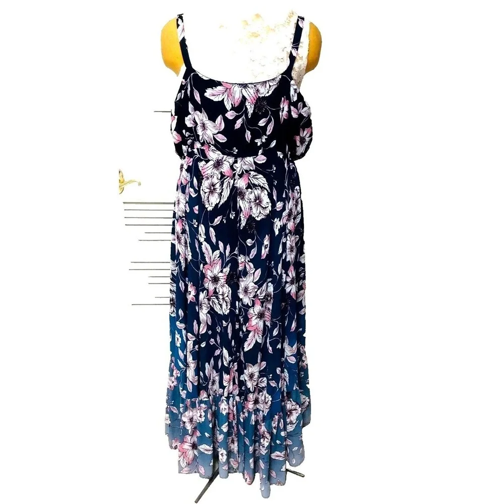 NWT Nanette Lepore Maxi‎ Dress Tier Ruffle Floral Artsy Fairy Womens 3X 24W